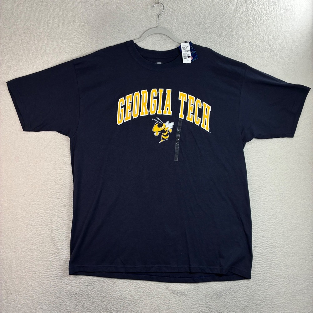 Georgia Tech Yellow Jackets T Shirt Men 2XL Blue Cotton Cadre Short Sleeve NWT